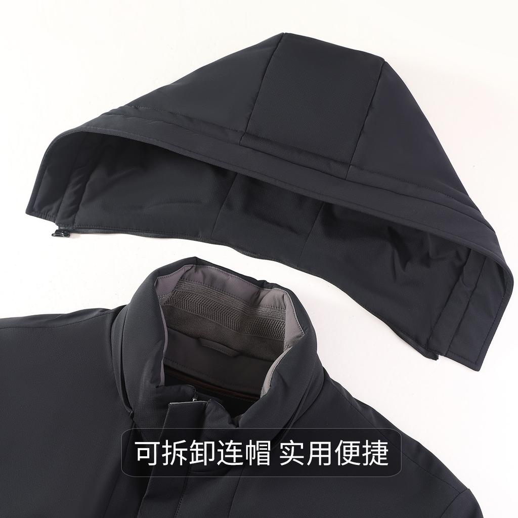 [Goose Down+One Piece Three Wear] Autumn and Winter Men's Down Jacket Warm and Windproof Hooded Mid to Long Goose Down Coat