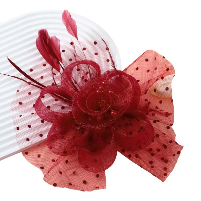 Feather Fascinator Hat Tulle Top Hat For Bridal Shower And Theme Parties Cocktail Party Gathering Dressingup Headpiece