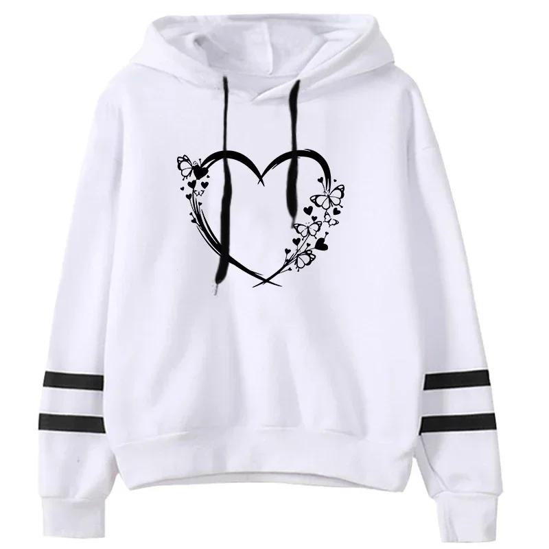 2026 Neuankunft Damen Kapuzenpullover Klassisches Herz Aufdruck Sweatshirt Urban Lässiger Mode Kapuzenmantel Damen Warmer Pullover