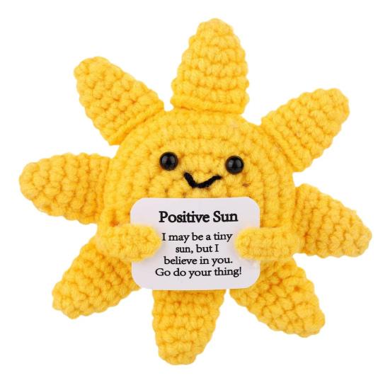 Mini Positive Sun Crochet Doll Emotional Support Handmade Knitting Cartoon