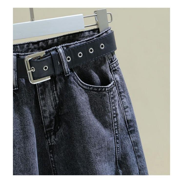 GMXIA Spring Autumn and Summer High-waisted Denim Harun Pants for Women, Loose Nine-inch Straight Pants, Radish Dad Pants