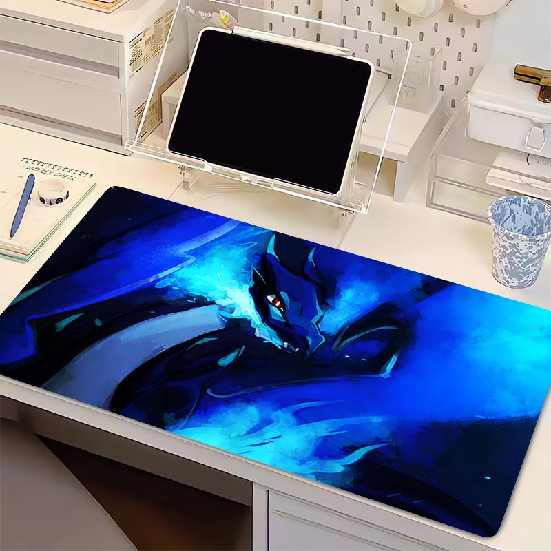 Large Mouse Pad P-Pokemon Charizard Locking Edge Carpet Laptop Pc Gamer Keyboard Mat Mousepad Edge White Tassel Rubber Table Mat