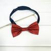 Children's Blue Glitter PU Bow Tie with Flower Decoration