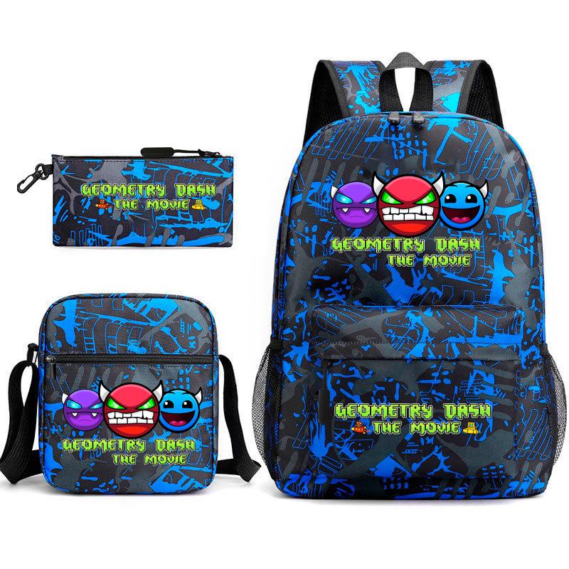 Geometry Sprint Game Backpack Geometry Dash Heat Transfer Backpack Elementary School Bag Leisure Bag