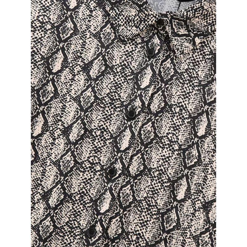 Kaslead New Arrival Women's Clothing Fashion Wind Animal Pattern Print Silk Satin Texture Shirt 1971170 038