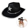 Elegant Cowboy Hat for Music Festival Adult Unisex Party Cowgirl Hat Glittering Powder Panamas Hat Cool Costume Headwear