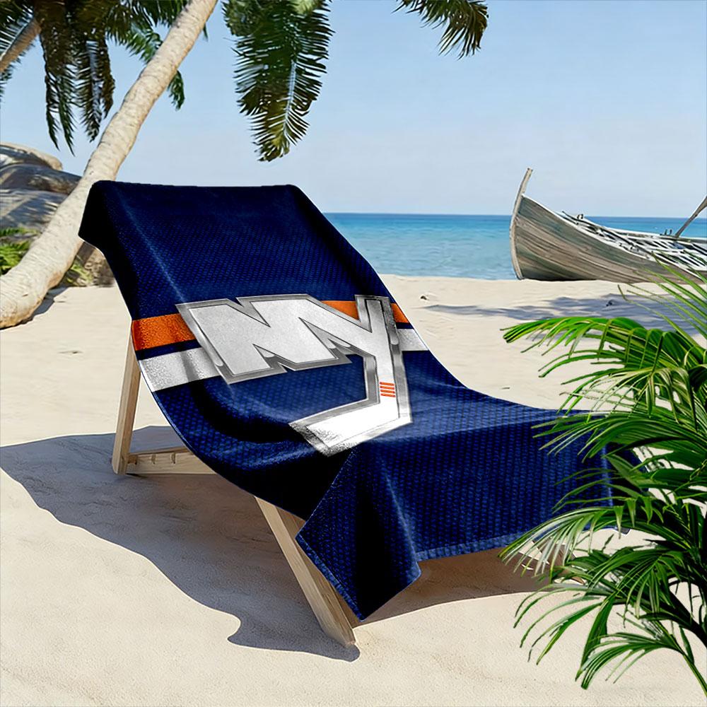 "NY Logo with Hockey Stick Design" Patterned Beach Towel Quick Dry Perfect for Travel Outdoor Sports Jogging the Beach and Swimming