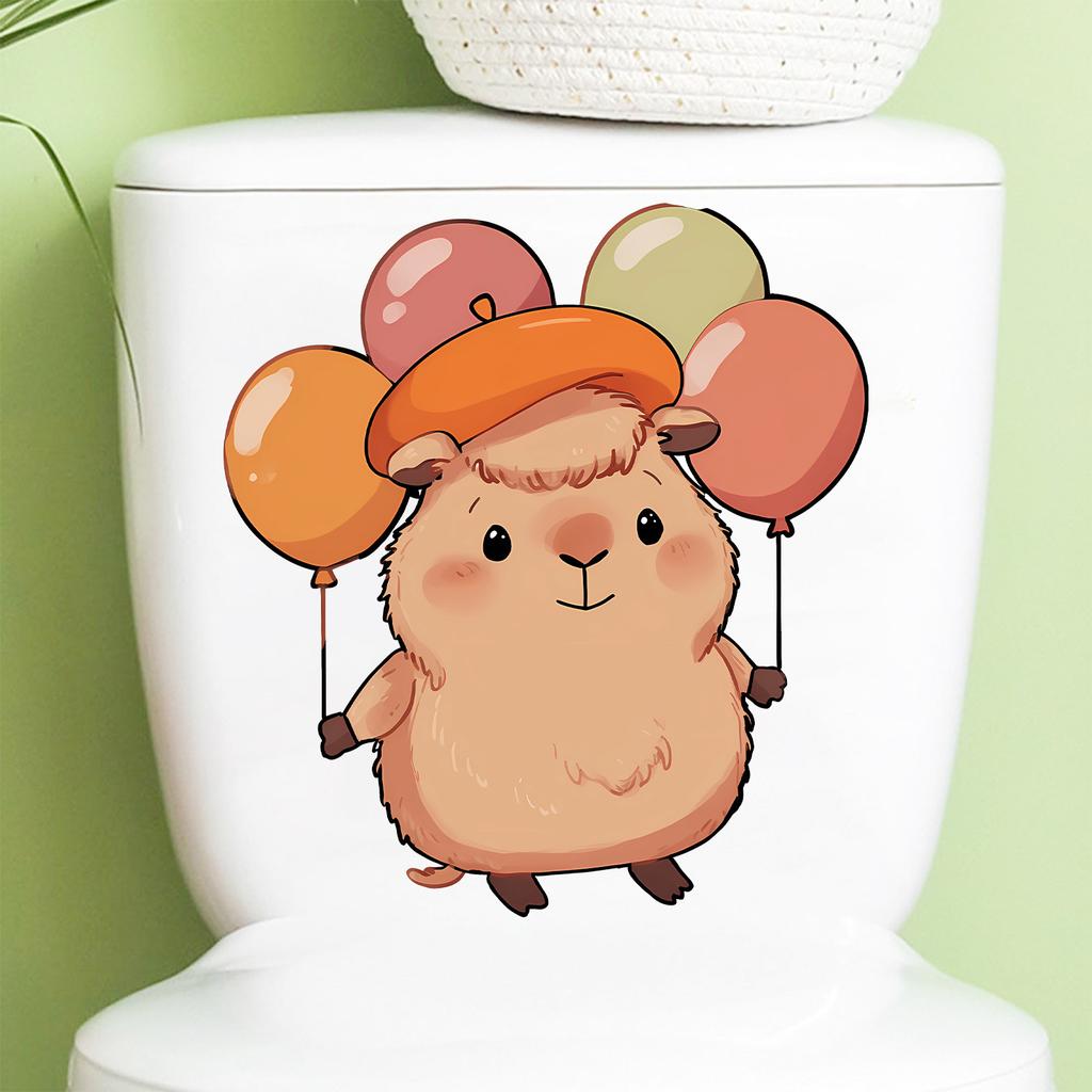 Cute Cartoon Guinea Pig Toilet Sticker Self-Adhesive Removable for Bathroom Home Decor