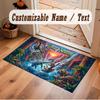 Dinosaur Theme Soft Crystal Velvet Rug Custom Name & Text Print Non Slip Floor Rug for Bedroom Living Room