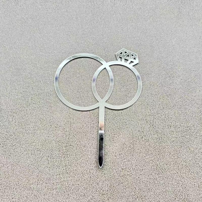 

Бриллиантовые кольца Акриловые украшения для свадебного торта Выпечка Подарки для вечеринки Десертные аксессуары серебряный