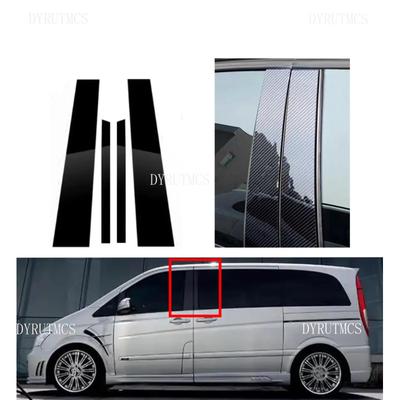4PCS Glossy Black Pillar Post Fit For Mercedes-Benz V Class W639 Viano Valente 2003-2014Door Window Column BC Trim Sticker Cover