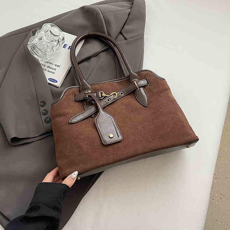 

Классические замшевые сумки через плечо для женщин, осень-зима, винтажные сумки большой вместимости, новые женские матовые сумки-тоут