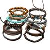 Neue Kokosnussschalen-Holzperlen Perlen Weiche Keramik Perle Stein Leder Herren- und Damenarmbänder Armbänder 11-teiliges Set