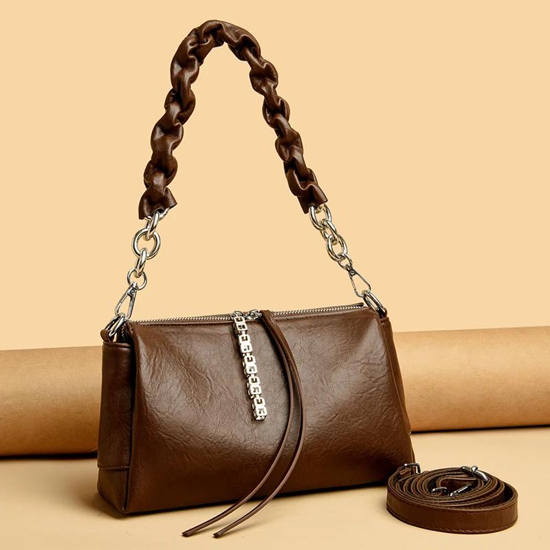 Luxury Brand Women Shoulder Bag Fashion Shoulder Straps Messenger Bag Solid Color PU Leather Handbag Ladies Travel Shopper Totes