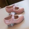 Koreanischer Stil Mädchen Schleife Hoher Absatz Prinzessin Tanzschuhe für Kinder