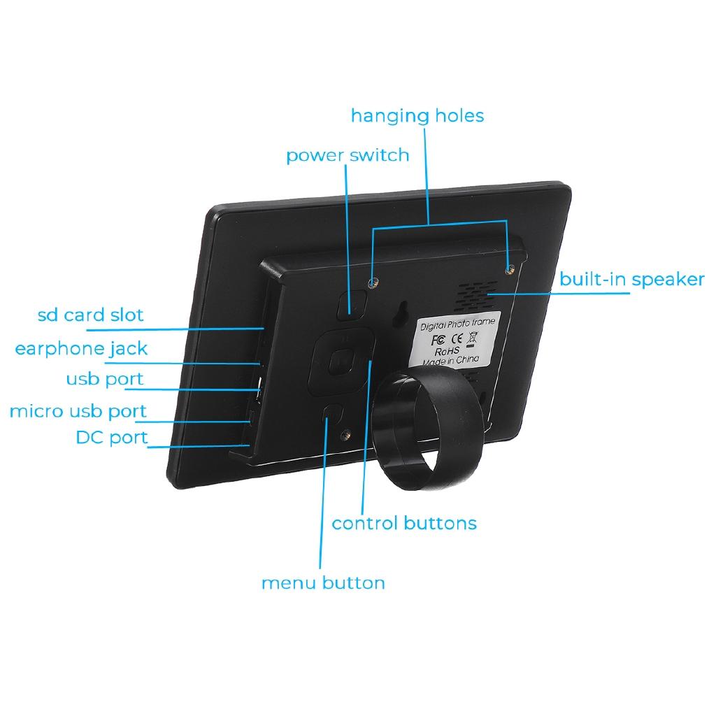 Digital Photo Frame 7 Inch HD TFT-LCD 1024x600 Digital Photo Frame Alarm Clock MP3 MP4 Movie Player