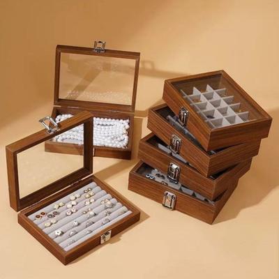 Velvet Jewelry Organizer Simple Ring Display Holder Fashion Wooden Jewelry Box  Jewelry Storage