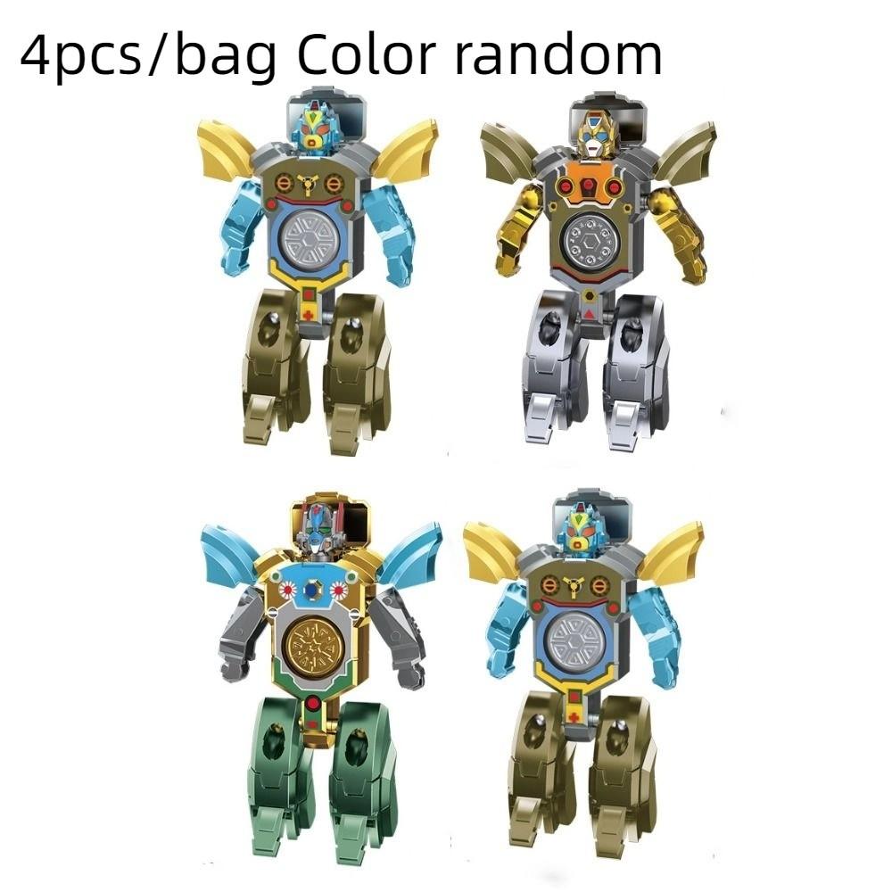 4pcs/bag 2 in 1 Fingertip Decompression Toy ABS Fingertip Gyro Deformed Robot Fidget Gyro  Office