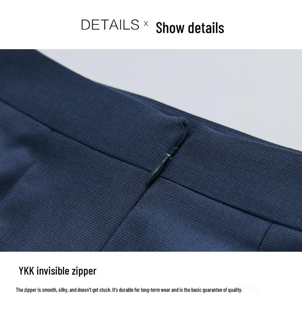 Women's Navy Blue A-Line Over-the-Knee Pencil Skirt - Professional Formal Wear