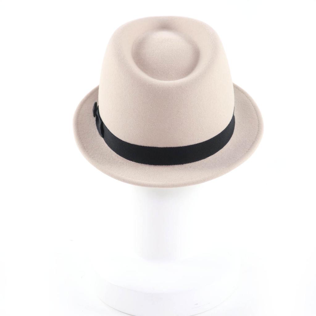 Excellent CHANEL Hat COCO Mark Button Fedora Hat Beige Felt Women M 13B Used