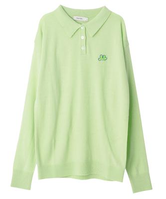 MAYOL M Embroidered Long Sleeve Polo Knit_Light Green