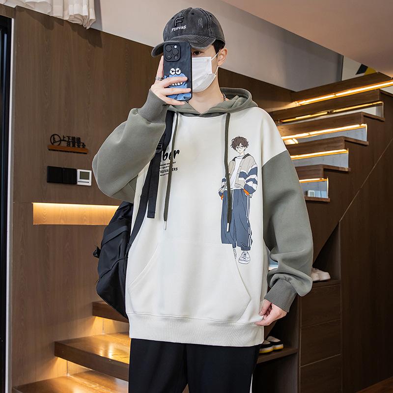 

Подростковая толстовка с капюшоном для студентов, мужская, новая куртка на весну и осень, модный и красивый топ для старшеклассников 3XL