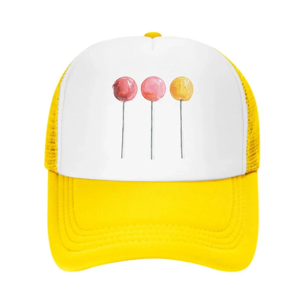 Drei Lolli Baseballkappen Mode Truckerhut Unisex Netzmützen für Damen Unisex Outdoor Freizeit Reisen Neutraler Sonnenschutz