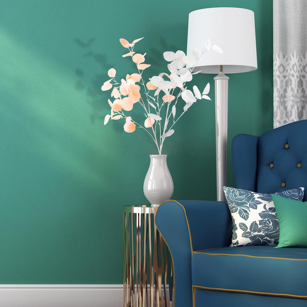 6pcs Faux Leaf Branches Elegant Artificial Eucalyptus Leaf Spray Stems for Bedroom Office Hotel White