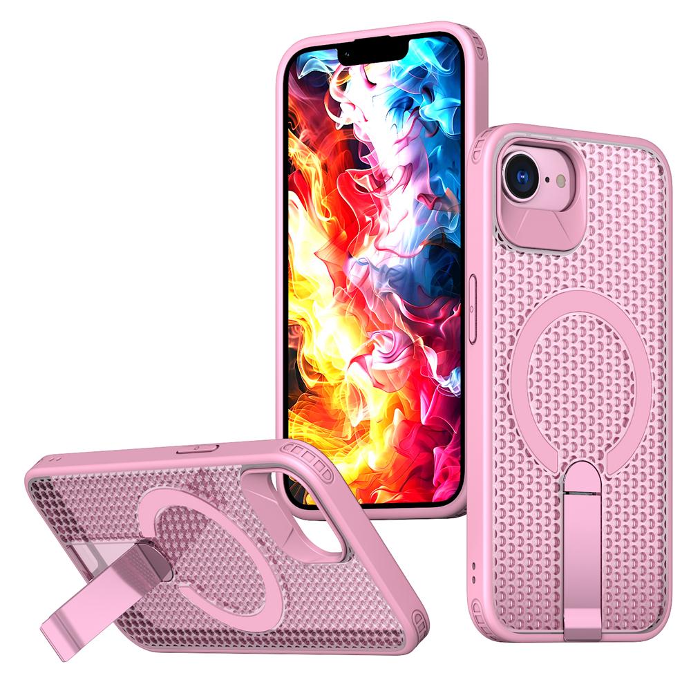KEYSION Hollow Heat Dissipation Case for MagSafe for iPhone 17e 16e Magnetic Cooling Hide Kickstand Shockproof Phone Back Cover