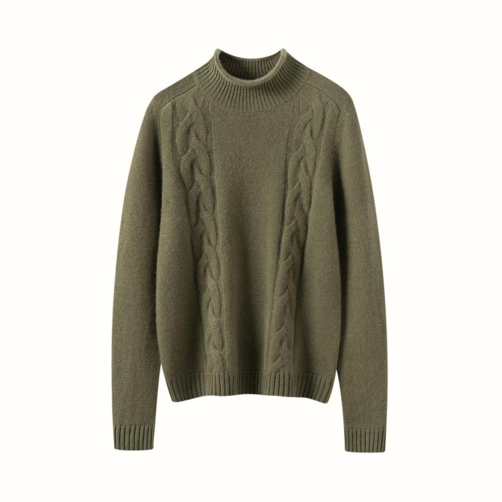 Five-Needle Three-Strand Cashmere Sweater: Autumn/Winter 2026 Thickened Turtleneck Women's Versatile Cable Knit Base Layer Sweater.