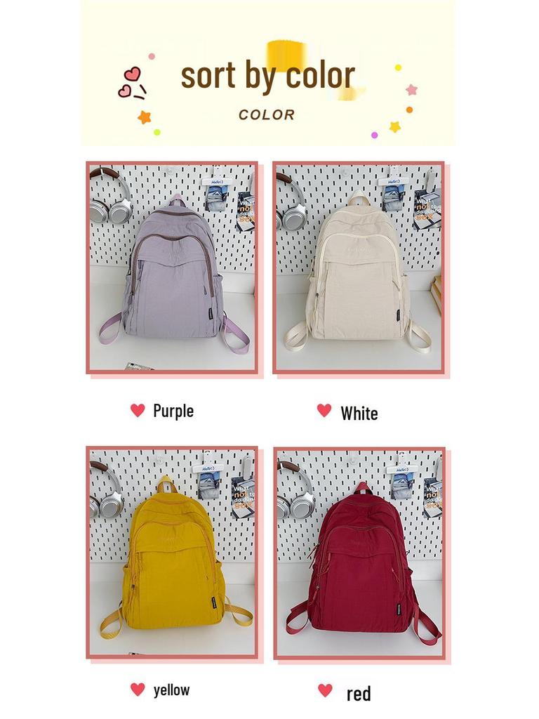 Rucksack mit großem Fassungsvermögen und einfarbig für Studentinnen, leichte Laptop- und Campustasche im japanischen und koreanischen Stil