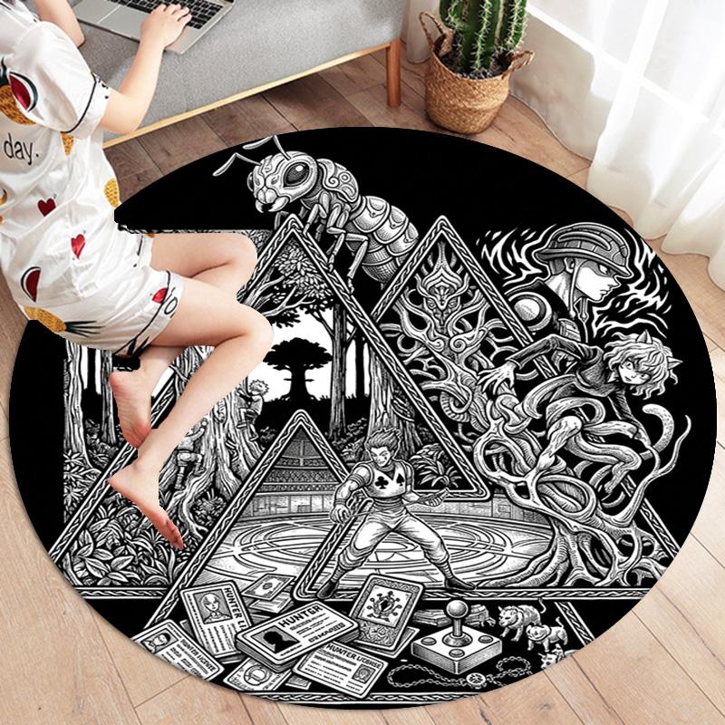 Hunter X Hunter Round Area Rug Carpet Rug For Living Room Bedroom Sofa Playroom Decor Nonslip Floor Mat
