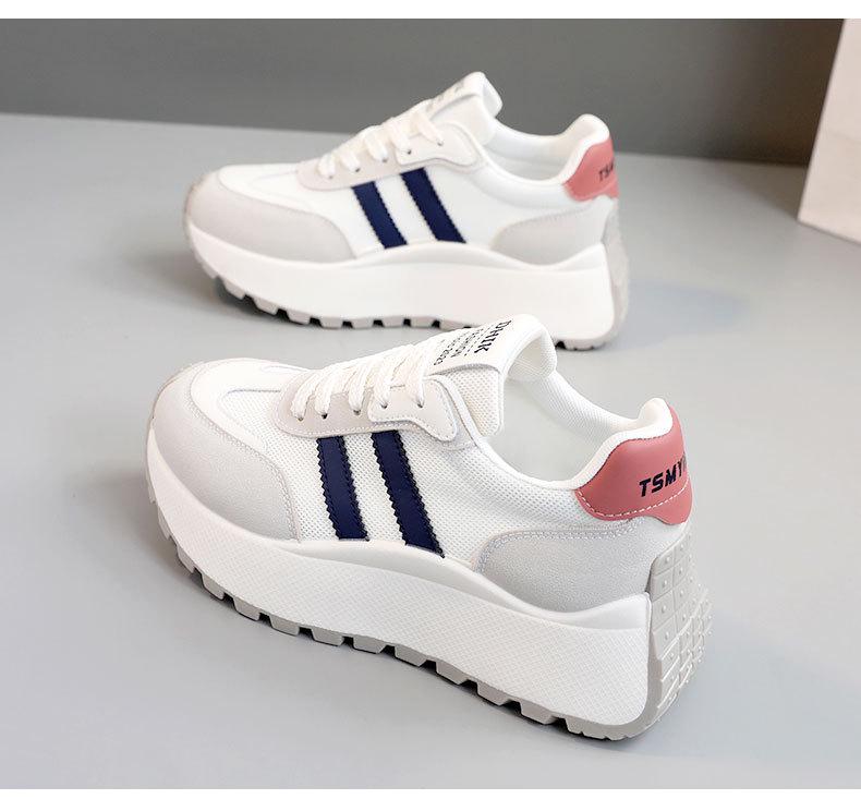 BN007 Women's Height-Boost Travel Shoes 2024: Versatile, Breathable, White, Thick-Soled, Wear-Resistant.