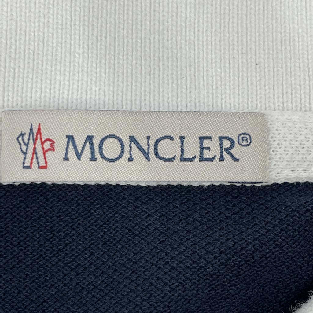 MONCLER Authentic MAGLIA POLO MANICA CORTA Navy x White Cotton Patch Logo Polo Shirt tops L Navy x whiteUsed