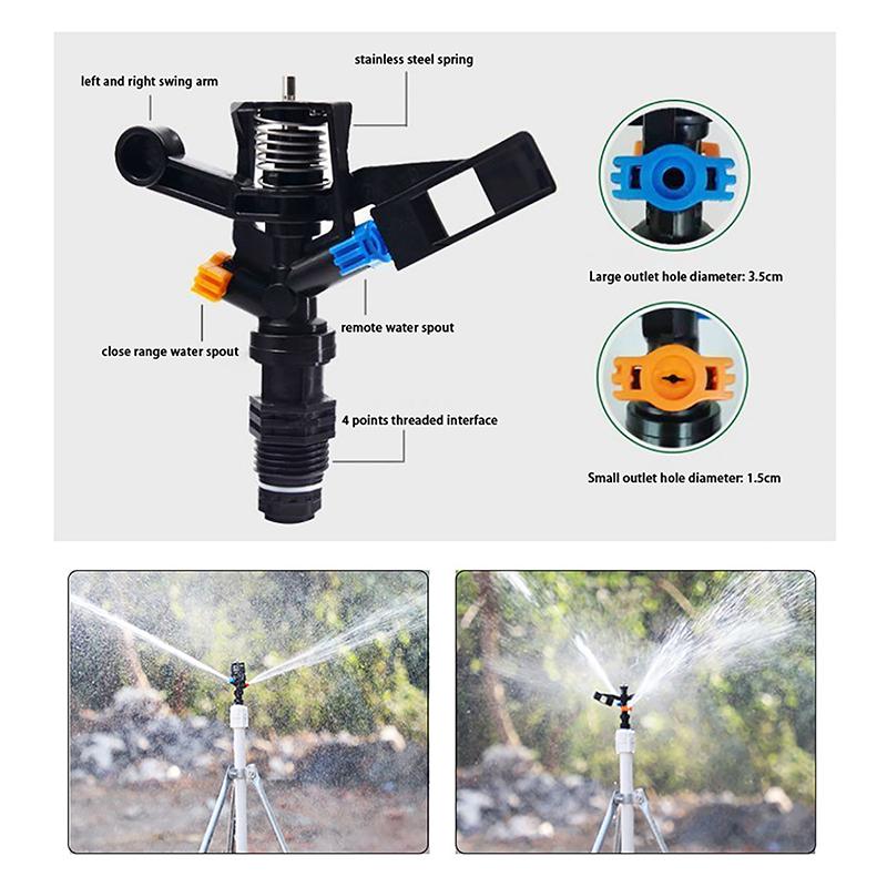 Aspersor rotativ pentru udarea grădinii, duză cu balansoar din plastic, pentru irigare, aspersor pentru gazon cu conector tată de 1/2 inch