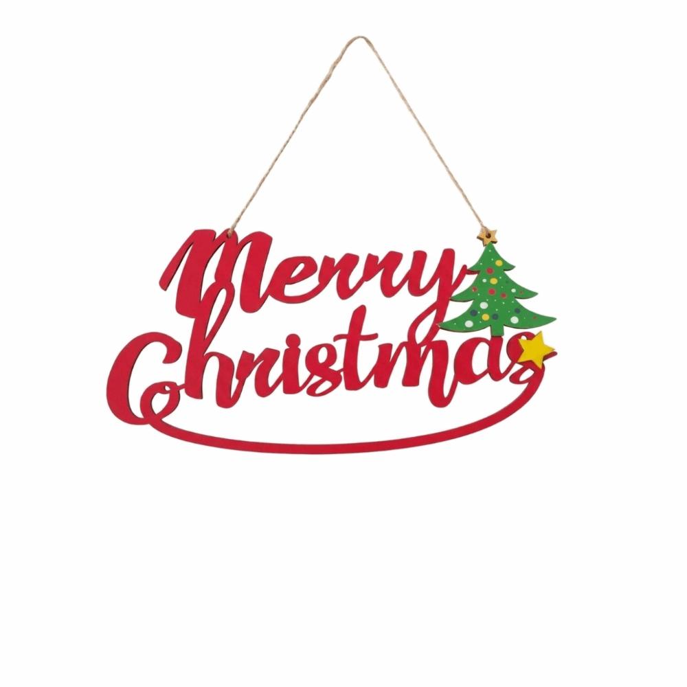 Wooden Christmas Door Hanging Reindeer Decorative Christmas Ornaments Santa Claus Snowflake Xmas Wall-mounted Pendants