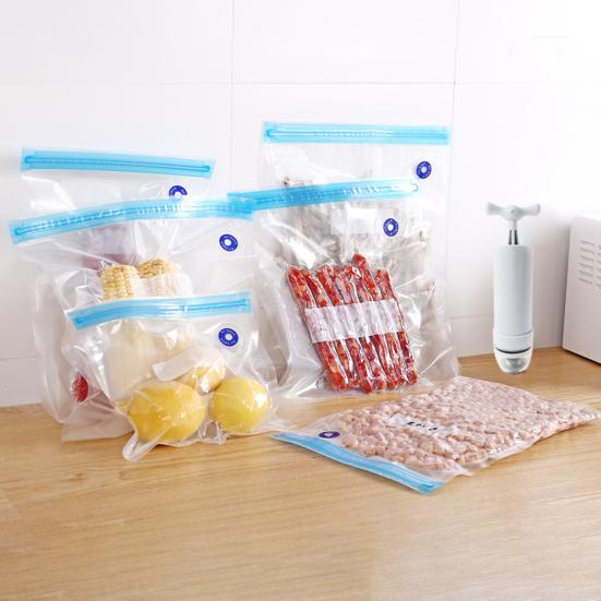 10Pcs Reusable Vacuum Seal Bags Food Grade BPA Free Leak Resistant Portable Easy To Use Vacuum Storage Bags