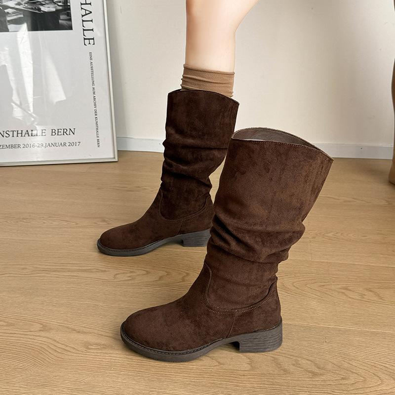 Short Boots Children's Coarse Heel Medium Tube Pile Boots Women's Summer 2025 New Autumn Merad Western Cowboy Martin Boots