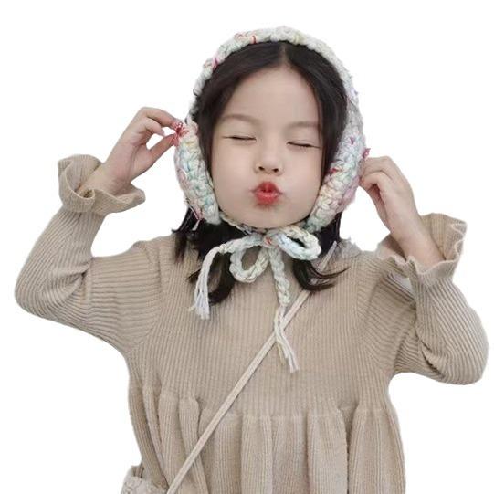 Little star bow handmade hairball strap earmuffs women's autumn and winter warm knitted earmuffs ear warm parent-child