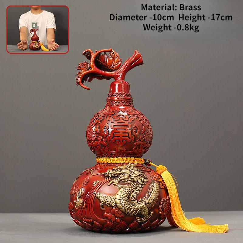 Lucky Pure Copper Dragon and Phoenix Gourd Painted Copper Gourd Home Decorations Handicrafts Gift