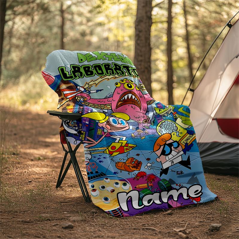Personalized Custom Name Blanket - Dexter's Laboratory Print Design,Blanket for Sofa,Bed,Travel,Camping - Soft and Warm, Great Gift