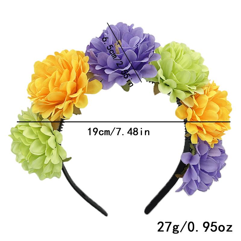 Colorful Headpiece Three-Dimensional Festival Party Headband Flower Crown Headband  Artificial Rose Headband For Wedding