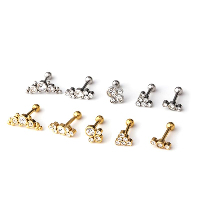 16g Stainless Steel Cartilage Screw Ball Earrings - Trendy European & American Piercing Jewelry