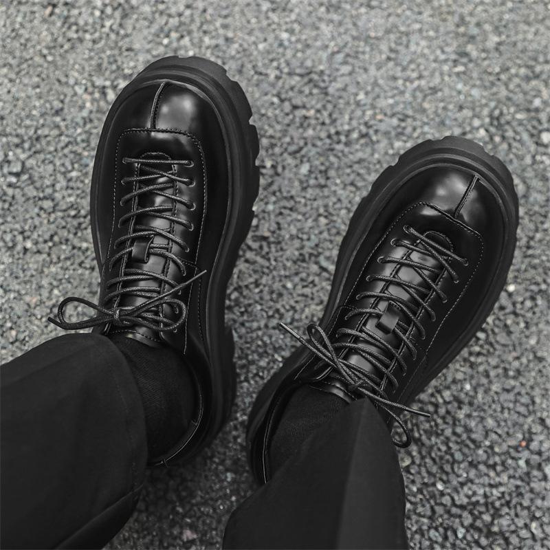 New platform big head leather boots men's height increase British recreational locomotive Martin shoes fashion versatile leather shoes 24312-J