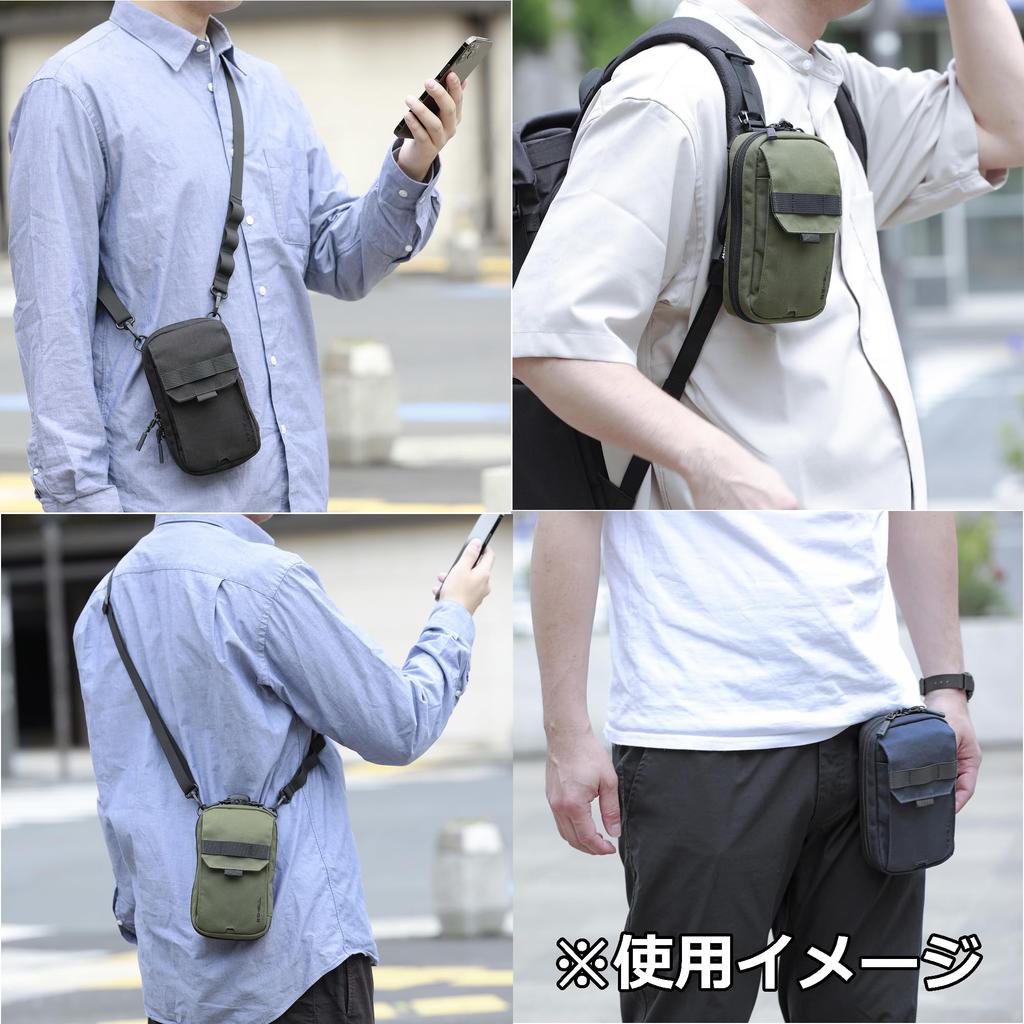 Hakuba Travel Messenger HAKUBA Gadget Pouch Plus Shell Utility Shoulder AZ Shoulder Waist Smartphone Camera Black Bag, Pouch, Bag, Pouch, Pouch,