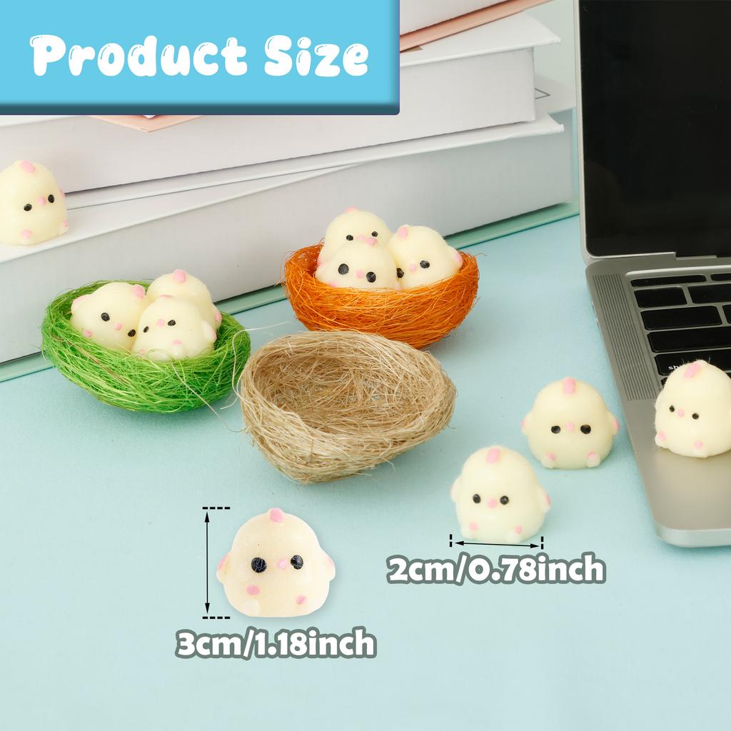 8Pcs Mini Chicken Squishy Toy Cute Small Chicken Sensory Pinch Toy Funny Pinch Gadgets for Backpack Office Desktop Decoration