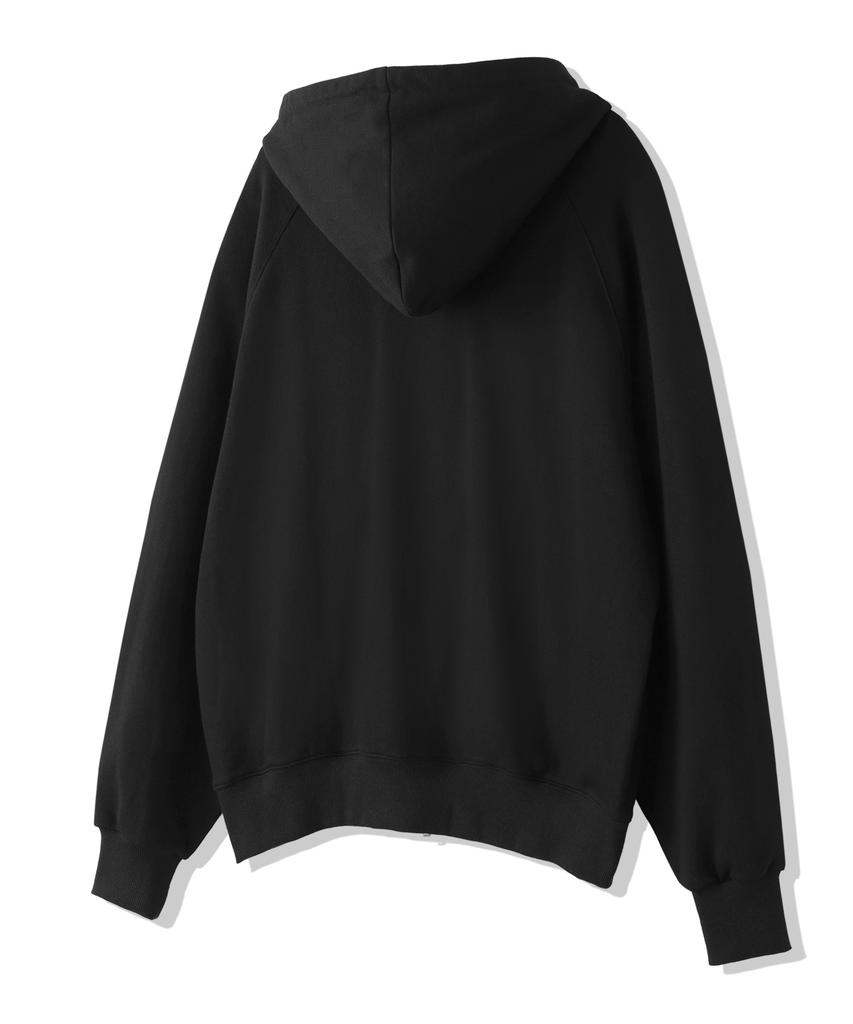 Moderment Applique Washed Oversized Zip-Up Hoodie [Black]