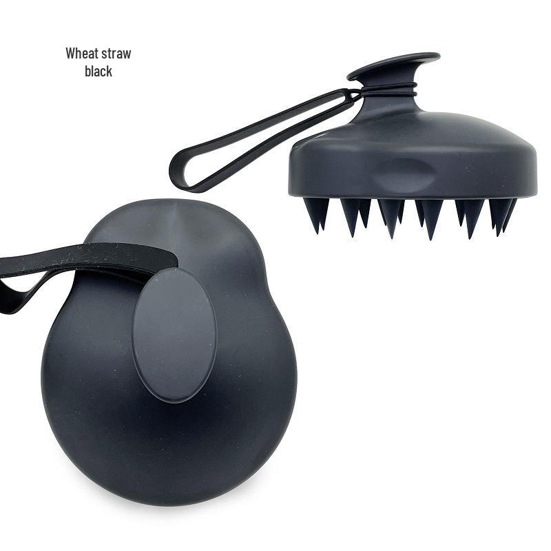 Wheat Straw Morandi Silicone Shampoo Brush, Scalp Massager with Lanyard
