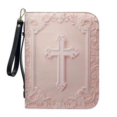 Laitu Custom Pu Book Storage Bag Streamer Handheld Pink Cross Printed Women'S Clutch Bag