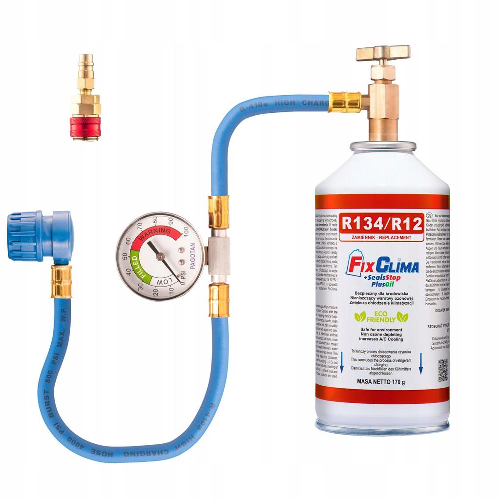 ZESTAW KLIMATYZACJI SAMOCHODOWEJ GAZ R134A + USZCZELNIACZ